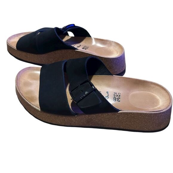 Birkenstock Papillio Almina Nubuck Wedge Leather Sandal, Black, Size 7/7.5,NWOT - Picture 4 of 12